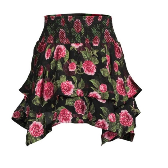 Alice + Olivia ​Zarya Asymmetrical Smocked Mini Skirt Size 0 NWT - Picture 6 of 11